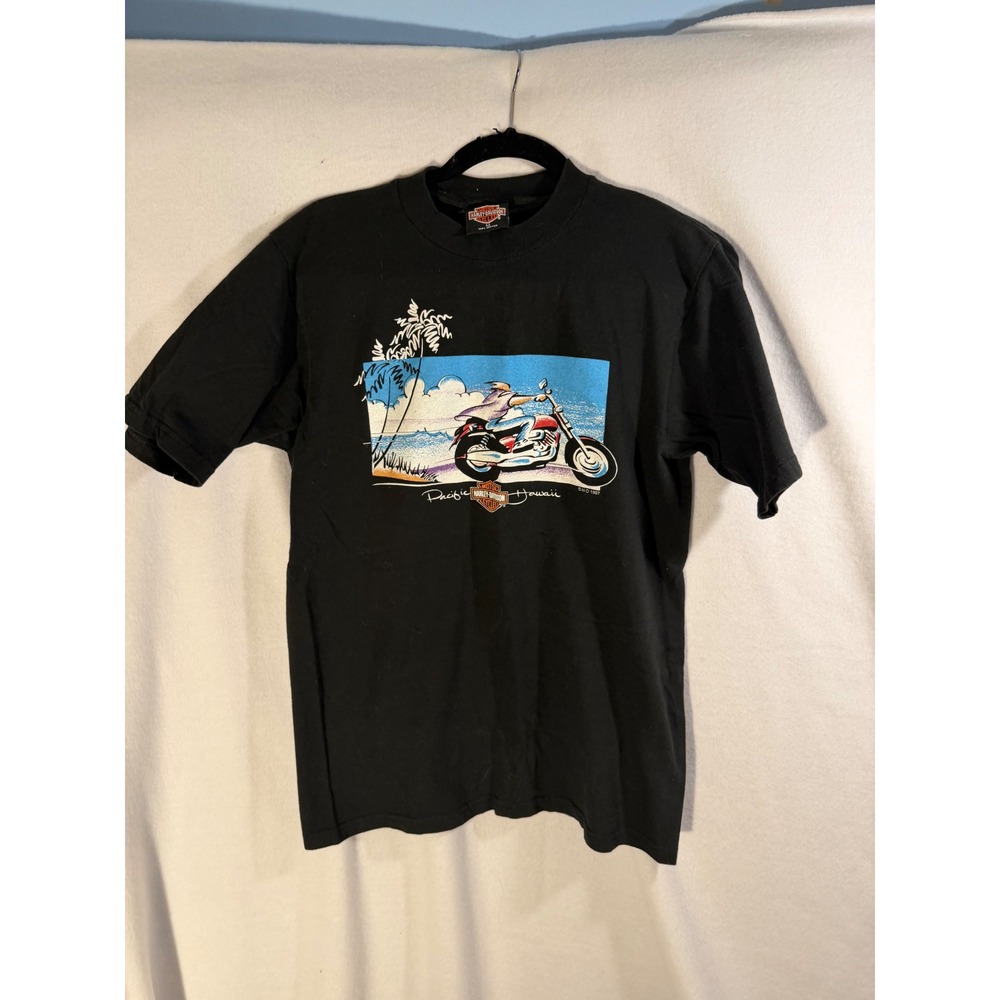 Vintage 1997 Harley Davidson Pacific Hawaii T Shirt Mens M USA Motorcycle 90s